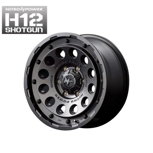 15インチ 5H139.7 6.0J 6J-5 5穴 ナイトロパワー ショットガン ジムニーシエラ用ホイール 4本 バレルブラック MID WHEELS NITRO POWER H12 SHOTGUN