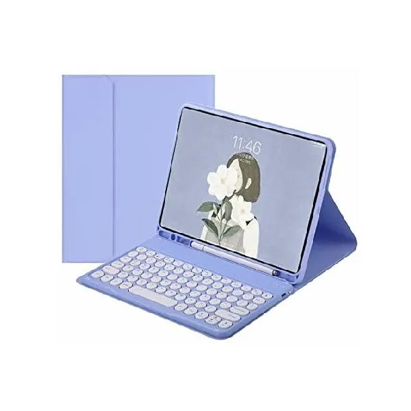 QYiiD Keyboard Case for Mini, Compatible with Mini 5/4/3/2/1, Folio Smart Leather Cover Case with Cute Round Key Bluetooth Keyboard for Mini _並行輸入