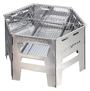 キャプテンスタッグ(CAPTAIN STAG) バーベキューコンロ 焚火台 ダッチオーブン 煮炊き 1台4役 ヘキサステンレス カマドグリル 継ぎ足し口・ゴトク・バッグ付き UG-73 シルバー 組立サイズ:(約)幅45