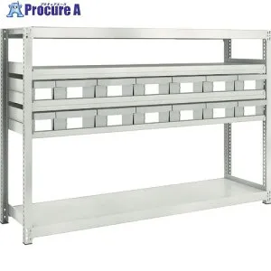 TRUSCO スチール製軽中量ボルトレス棚 M2型 樹脂ネオグレー引出付 W1760×D450×H1200 小×2・大×12 M2-4645-E2F12 1台 ◇▼856-3251