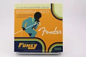 2023 2 x 1 オンス フェンダー ダイナミック デュオ - ベースギターとアンプ - シルバー コイン PAMP
