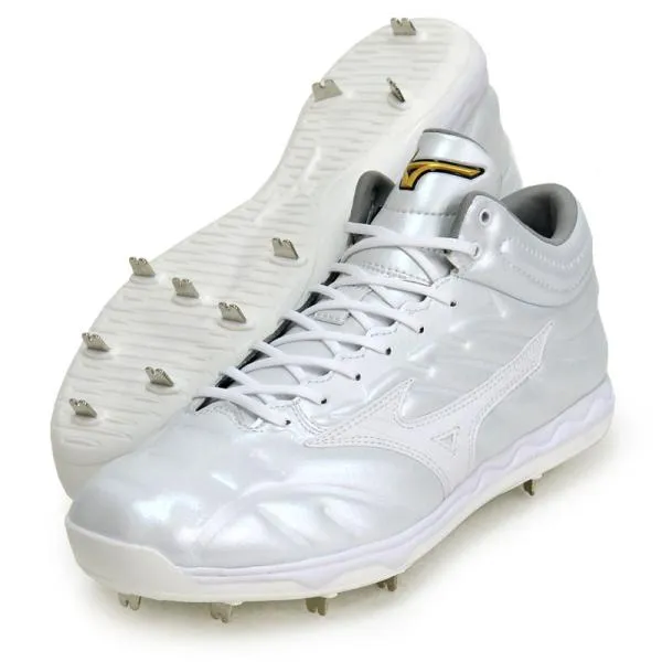 ミズノ MIZUNO ミズノプロ スピードレボプロ MID(野球/ソフトボール) 野球 金具 スパイク 白 シューズ 25SS (11GM250001)