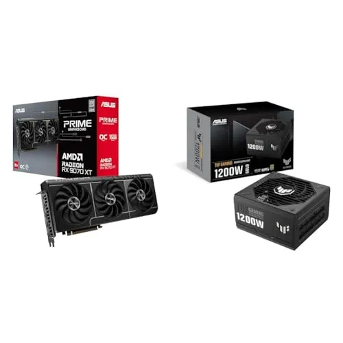 【セット買い】ASUS AMD Radeon RX9070XT 搭載 ビデオカード PCIe 5.0 16GB GDDR6 PRIME-RX9070XT-O16G 国内正規代理店品+ASUS pc電源ユニット 80 Plus Gold 1200W ATX