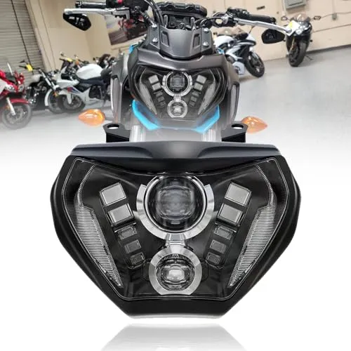 バイク ヘッドライト led ヘッドライト Hi/Lo切替型 DRL機能付き 6500K 高輝度 IP67防水等級 組立簡単 適合 Yamaha MT09 FZ09 2014-2016 対応 汎用ヘッドランプ (スタイルA)