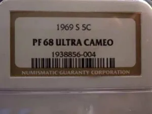 1969-S ジェファーソン プルーフ ニッケル NGC PF68 ウルトラ カメオ