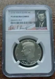 1776-1976 S NGC PF69 カメオプルーフ クラッド ケネディ ハーフ JFK コイン シグネチャー ラベル