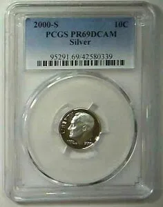 2000-S 10セント ルーズベルト ダイム PCGS PR69DCAM 90% シルバー 21rhh1227
