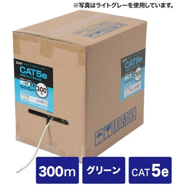 代引不可 ギガビット対応CAT5e 単線仕様の自作用UTPケーブル カテゴリ5ｅUTP単線ケーブルのみ（300m・グリーン） サンワサプライ KB-T5-CB300GN