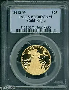 2012-W $25 ゴールド イーグル PCGS PF70 プルーフ コイン PR70 完璧な希少なキー デート!