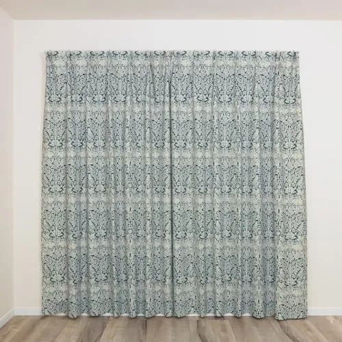 [カエイレース] 防炎 カーテン 2枚セット【日本製 144サイズ】ウィリアムモリス 【Brer Rabbit ブレアラビット】遮光3級(遮光率99.40%以上99.80%未満)防炎 遮熱 保温 ウォッシャブル 【幅150ｃｍ×丈120ｃｍ 】