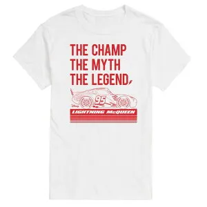 ディズニー ピクサー メンズ トップス Tシャツ グラフィック Disney / Pixar's Cars Lightening McQueen Men's The Champ Myth Legend Graphic Tee White ホワイト