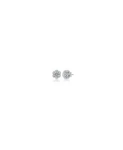 ジュネヴィヴェ レディース アクセサリー ピアス・イヤリング Genevive Sterling Silver White Gold Plated with Clear Cubic Zirconia Flower Halo Stud Earringsilver シルバー