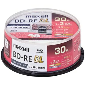 マクセル 録画用ブルーレイディスク BD-RE DL ひろびろワイドレーベルディスク くり返し録画用 50GB(2層) BEV50WPG.30SP