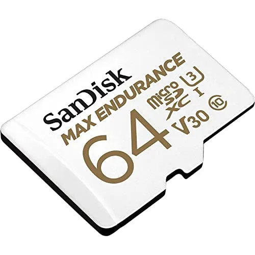 SanDisk 64GB MAX Endurance microSDXC Card with Adapter for Home Security Cameras and Dash cams - C10, U3, V30, 4K UHD, Micro SD