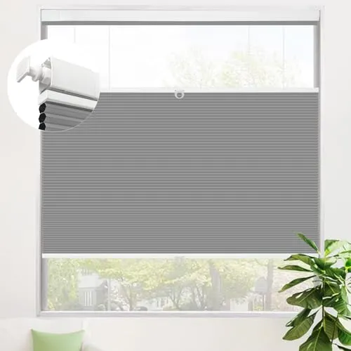 SAIFANSI ハニカムシェード つっぱり式 上下開閉 ハニカムスクリーン コードレス オーダーメイド 1級遮光 遮熱 防寒 防音 UVカット 省エネ 取付簡単 プリーツスクリーン グレー 幅110×丈90