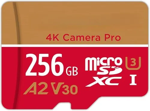 マイクロsdカード 256GB 4K Camera Pro microSDXC UHS-I A2 V30 U3 C10 100MB/s Ultra HD 4K ビデオ録画 Gopro インスタ360 アクションカメラ スポーツカメラ SDアダプター1枚付き