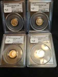 1994 1995 1996 & 1997-S PCGS PR69DCAM シルバープルーフダイムセット