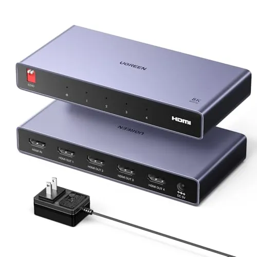 UGREEN HDMI 分配器 1入力4出力 8K@60Hz HDMIスプリッター 4画面同時出力 3D/HDR映像対応 HDCP2.3 【win XP/7/8/8.1/10/11、MacOS、Linux、DVD、PS5/PS4/Xbox/Switch動作