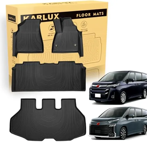 KARLUX トヨタ 新型 ヴォクシー ノア 90系 7人乗りハイブリッド/ガソリン車 1-2列目フロアマット＆トランクマット, 5枚セット。3Dカーマットは防水・防滑・防汚でTPE素材製。 TOYOTA VOXY NOAH 90系 2022年1月-現行、