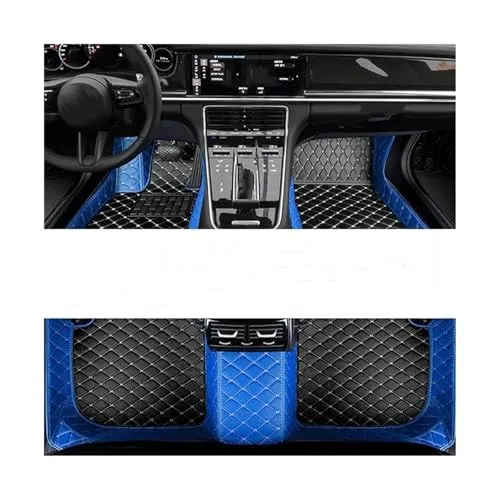 に適合する シート イビサ 6J 6P MK4 2008-2017 車用フロアマット 防水ラグ 耐久性のあるカーペット レザーフロアマット(Black Blue,LHD)