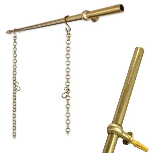 真鍮製 ギャラリーレール ヴィンテージスタイル 絵画用吊り具 高さ調節可能なチェーン＆S字フック付き 壁面ディスプレイレール ピクチャーレール 絵画・ポスター・ミラーの展示用 調整可能な吊り下げシステム(1.70m (66.9in))