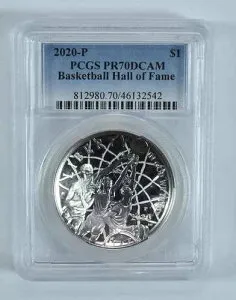 2020-P バスケットボール殿堂記念ドル PR70 DCAM PCGS