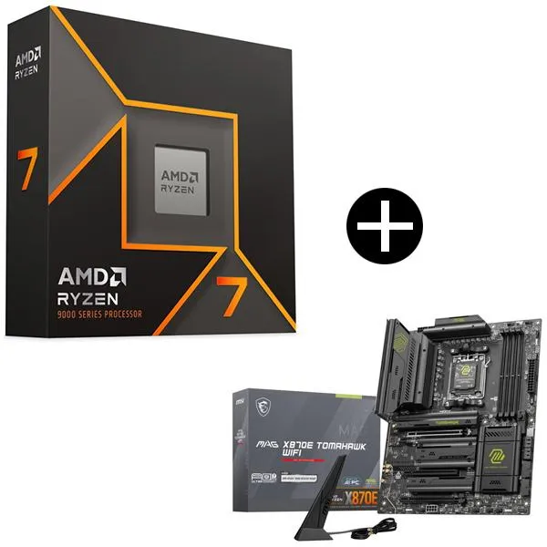AMD Ryzen 7 9700X W/O Cooler WOF (8C/16T、3.8GHz、65W) CPU + MSI MAG X870E TOMAHAWK WIFI マザーボード セット