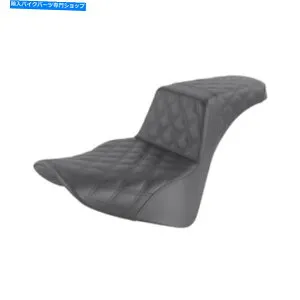 シート サドルメンの昇温席のハーレーソフト - ブラックラティスステッチ - 818-33-175 Saddlemen Step-Up Seat for Harley Softails - Black-Lattice Stitched - 818-33-175【並行輸入品】