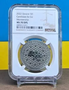 2022年ウクライナ 5H UAH EU加盟候補国の承認 - NGC MS70 DPLコイン