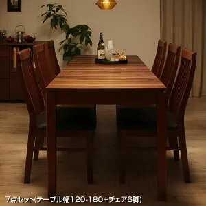 ダイニングテーブルセット 6人掛け 6人用 六人掛け おしゃれ 7点セット （テーブル幅120-180+チェア6脚） ダイニングセット ダイニング テーブル セット 伸長式ダイニングテーブル 伸縮式ダイ