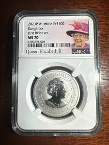 2023年 P オーストラリア PT $100 カンガルー 1オンス プラチナコイン ファーストリリース NGC MS70-