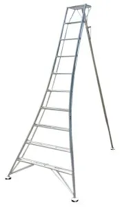 園芸用アルミ三脚 10尺 約3.0m 300cm シンセイ ステップ付 足置き付き 軽量 剪定 園芸三脚 アルミ 脚立 三脚 アルミ脚立 ハシゴ はしご 踏台 足場 手入れ 庭木 植木 造園 園芸