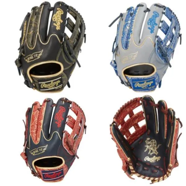 ローリングス 軟式グローブ ソフトボールグローブ 右投げ オールラウンドモデル GR1FHPN55W ブラック ロイヤルブルー ペイズリー柄 11.75インチ 一般