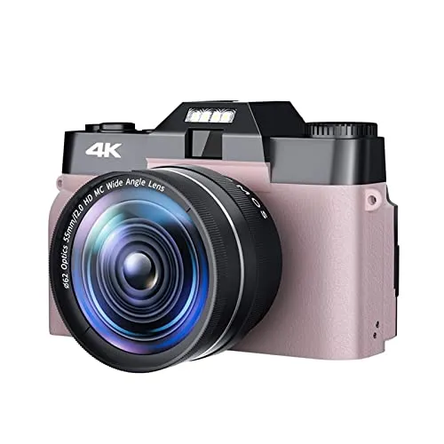 デジタルカメラ 写真用 48MP デジタル写真カメラ 3"フリップ スクリーン Selfile ビデオカメラ 4K ストリーム マクロ レンズ ストリーミング ビデオ カメラ 初心者向けギフト(64G TF Card,With Lens-03)