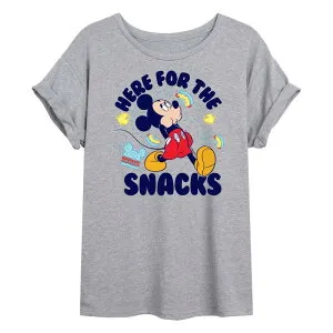 ディズニー レディース トップス Tシャツ グラフィック Disney's Mickey Mouse Juniors' Mickey Snacks Oversized Graphic Tee Gray グレー