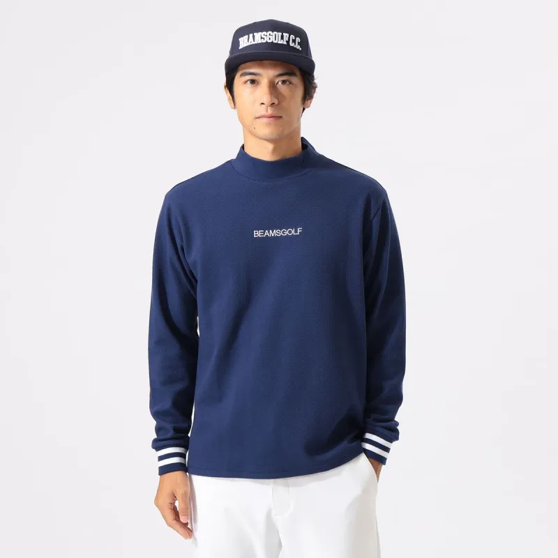 [値下げしました] ビームスゴルフ BEAMS GOLF ORANGE LABEL ORANGE LABEL ストレッチツイル ジャカード モックネックシャツ（UVカット） ネイビー 79 メンズ