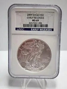 2009 年アメリカン シルバー イーグルが NGC MS69 を早期リリース