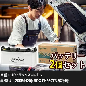 車 バッテリー UDトラックス コンドル 2008(H20)/ BDG-PK36CTB 寒冷地 6400cc GSユアサ PRX-120E41R×2個 車検整備 自動車用品 【大型直送品】【H31006】
