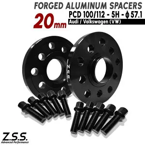 Z.S.S. AP 20mm PCD100 PCD112 5穴 5x100 5x112 ハブ径 57.1φ ワイドトレッドスペーサー スペーサー アウディ VW 純正ホイール用 R13球面 ボルト付き ZSS