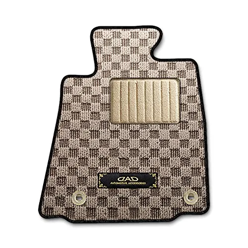 DAD ギャルソン TOYOTA (トヨタ) PRIUS プリウス 型式:NHW20 年式:H15/9~H21/5 D.A.D フロアマット チェックモデル 1台分 [車種品番:TY0498] チェックモデルベージュ/オーバーロック(ふちどり)カラー:ブラ