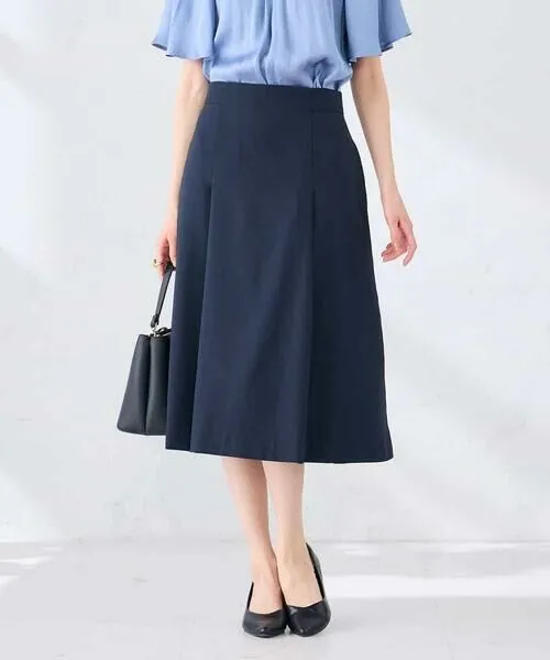 a.v.v/アー・ヴェ・ヴェ 【接触冷感/イージーケア/UVカット/吸水速乾】サマーストレッチフレアスカート ネイビー L