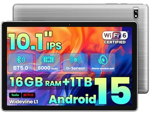 2026年版タブレット、10.1インチAndroid 15タブレット、Gemini AI搭載、タブレットオクタコア、16GB RAM+1TB拡張、2+8MPカメラ、BT5、タブレットPC 2.4/5G WiFi 6,1080 IPS FHDスクリーン、タブ