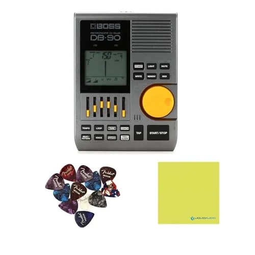 Boss DB-90 Dr. Beat メトロノームバンドル ギターピックと液体オーディオポリッシュクロス12個パック