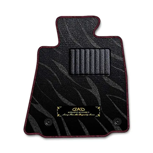 DAD ギャルソン D.A.D エグゼクティブ フロアマット LEXUS(レクサス) IS 型式 : GSE25 1台分 GARSON プレステージデザインブラック/オーバーロック(ふちどり)カラー:ワインレッド/刺繍:ゴールド/ヒールパッドブラック BA
