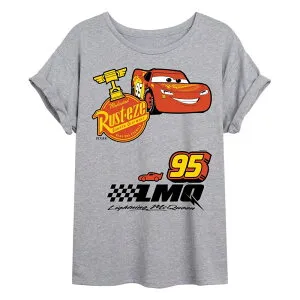 ディズニー レディース トップス Tシャツ パッチワーク Disney / Pixar's Cars Juniors' Patchwork Oversized Tee Heather Gray グレー