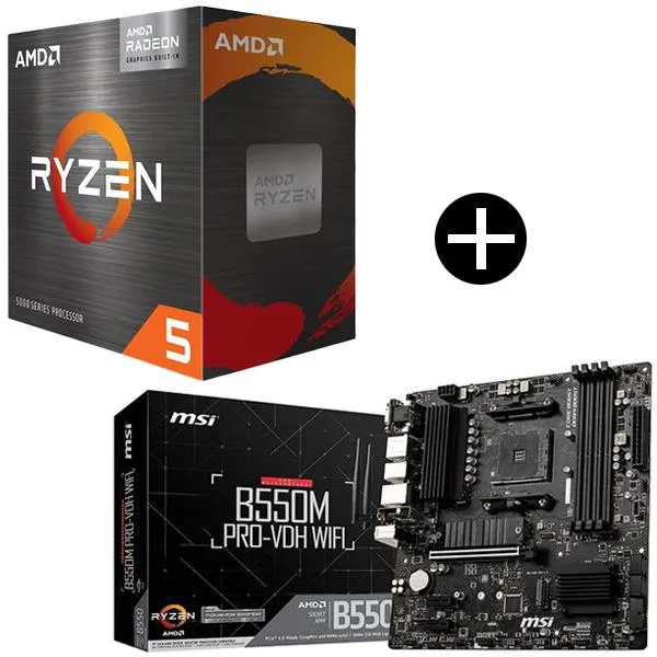 AMD Ryzen 5 5500GT BOX With Wraith Stealth Cooler CPU + MSI B550M PRO-VDH WIFI microATXマザーボード セット