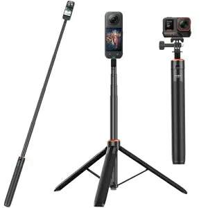 Insta360 135cm 伸縮式 自撮り棒 折りたたみ式 三脚付き (X5 / X4 / X3 / GO 2 / ONE X2 / ONE RS 1インチ360度 / ONE RS DJI Osmo Action AKASOカメラに適応)