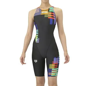 【ネコポス対応可】アリーナ (arena) 水泳 競泳用水着 WA承認 レーシングワンピーススパッツ オープンバック ハーフレッグ レディース (25aw) ブラック×レッド S-XO AS5FRC58L-BKRD 返品交換不可【SALE