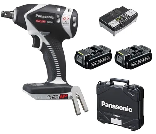パナソニック(Panasonic) 充電インパクトレンチ 14.4V 5.0Ah電池パック×2個/充電器/ケース付 デュアル (14.4V/18V対応) スリム幅61mm・Cバネ付・205N・m IP56 EZ75A3LJ2F-H グレー