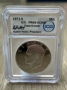 1971年 S アイゼンハワー ドル ICG PR69 DCAM ICG 社長オースティン・ハットーのサイン入り